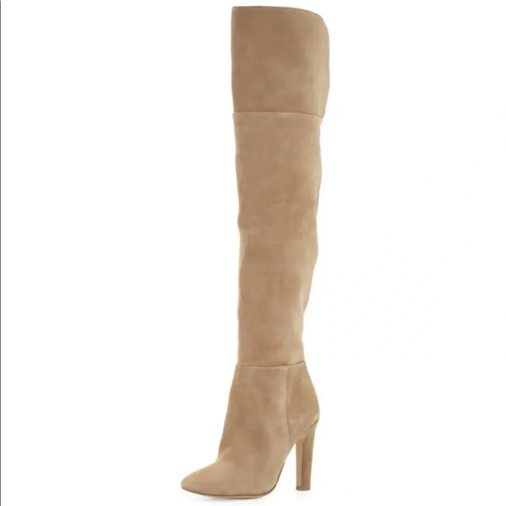 Joie Bentlee Suede Leather Over The Knee Heeled Boots Sz 36B - Picture 2 of 10
